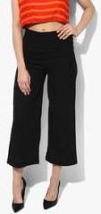 W Black Solid Regular Fit Coloured Pants women