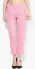 W Pink Solid Coloured Pant women