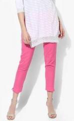 W Pink Solid Coloured Pants women