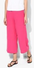 W Pink Solid Regular Fit Palazzo women