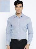 Wills Lifestyle Blue & White Slim Fit Pinstriped Formal Shirt men
