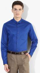 Wills Lifestyle Blue Printed Slim Fit Formal Shirt men