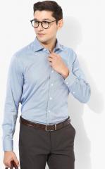 Wills Lifestyle Blue Self Design Regular Fit Formal Shirt men