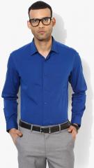 Wills Lifestyle Blue Solid Slim Fit Formal Shirt men