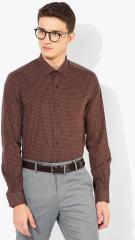 Wills Lifestyle Brown Checked Slim Fit Formal Shirt men