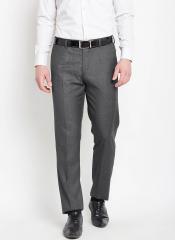 Wills Lifestyle Charcoal Solid Fit Formal Trousers men