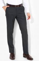 Wills Lifestyle Charcoal Textured Skinny Fit Formal Trouser men