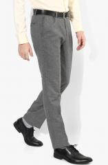 Wills Lifestyle Grey Self Design Slim Fit Formal Trouser men