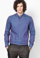 Wills Lifestyle Navy Blue Solid Formal Shirt men