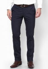 Wills Lifestyle Navy Blue Solid Trouser men