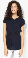 Wills Lifestyle Navy Blue Solid Tunic women