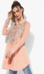 Wills Lifestyle Peach Embroidered Tunic women