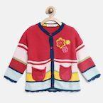 Wingsfield Coral Red & Pink Striped Cardigan girls