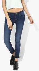 Wrangler Blue Washed Mid Rise Regular Fit Jeans women