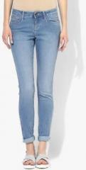 Wrangler Blue Washed Mid Rise Skinny Jeans women