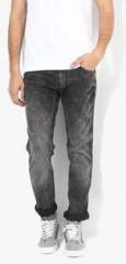 Wrangler Dark Grey Washed Mid Rise Regular Fit Jeans men