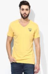 Wrangler Yellow V Neck T Shirt men