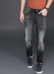 Wrogn Black Slim Fit Mid Rise Clean Look Stretchable Jeans men