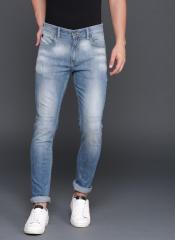 Wrogn Blue Slim Fit Mid Rise Mildly Distressed Stretchable Jeans men