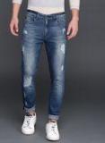 WROGN Men Blue Slim Fit Mid Rise Highly Distressed Stretchable Jeans