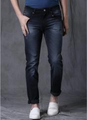Wrogn Navy Blue Washed Low Rise Slim Fit Jeans men