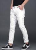 Wrogn White Slim Fit Stretchable Solid Chinos men