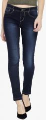 Xpose Navy Blue Washed Mid Rise Slim Fit Jeans women