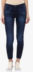 Xpose Navy Blue Washed Slim Fit Mid Rise Jeans women
