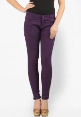 Xpose Purple Solid Skinny Fit Chinos women