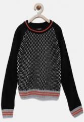 Yk Black Printed Sweater boys
