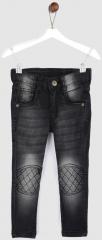 Yk Black Regular Fit Mid Rise Clean Look Stretchable Jeans boys