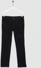 Yk Black Regular Fit Mid Rise Mildly Distressed Stretchable Jeans girls