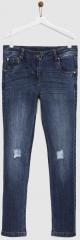 Yk Blue Regular Fit Mid Rise Mildly Distressed Stretchable Jeans girls