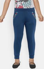 Yk Blue Solid Joggers girls