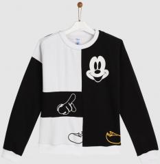 Yk Disney Black & White Printed Sweatshirt girls