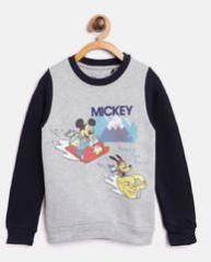 Yk Disney Grey Melange Printed Sweatshirt boys