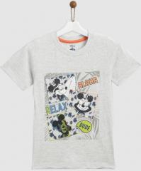 Yk Disney Grey Printed Round Neck T Shirt boys