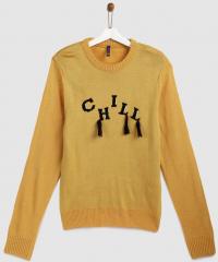 YK Girls Mustard Yellow Tassel Pullover