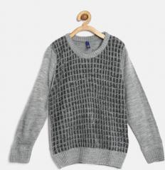 Yk Grey Solid Pullover Sweater girls
