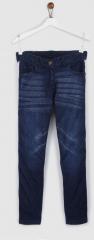 Yk Navy Blue Regular Fit Mid Rise Clean Look Jeans girls