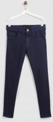 Yk Navy Blue Regular Fit Mid Rise Clean Look Stretchable Jeans boys