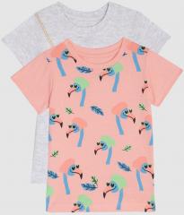 Yk Pack of 2 Multicoloured Printed T Shirts girls