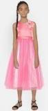 Yk Pink Solid Fit and Flare Dress girls