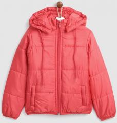 Yk Red Solid Hooded Padded Jacket boys