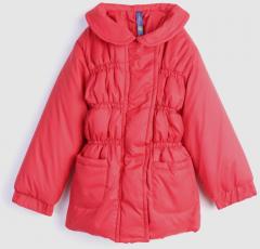 Yk Red Solid Padded Jacket girls