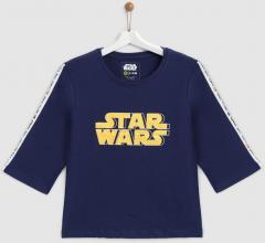 Yk Star Wars Navy Blue Star Wars Printed Round Neck T Shirt girls