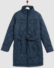 Yk Teal Solid Quilted Jacket girls
