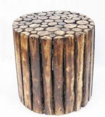 A One Shoppe Wood Bed Side Stool/Table/Wood Sitting Stool/Coffee Stool Table, Wooden Round Shape Stool/Chair Natural Wood Blocks Solid Wood Side Table