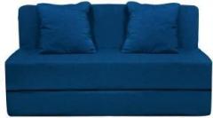 Aart Store High Density Foam Sofa Cums Bed Furniture Two Seater 4x6 Feet with Two Cushion Blue Single Sofa Bed