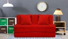 Aart Store High Density Foam Sofa Cums Bed Furniture Two Seater 4x6 Feet with Two Cushion Red Single Sofa Bed